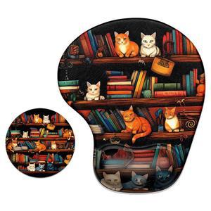 젤 손목 지지대가 있는 ITNRSIIET 인체공학적 마우스 패드 코스터 세트 받침대 매끄러운 표면 미끄럼 방지 PU 베이스 편안한 사무용품 , 9.5 x 8.3 인치, 책상 위