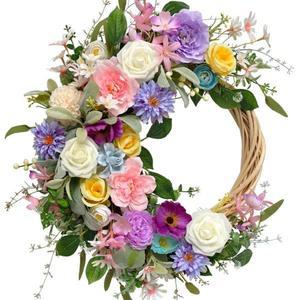 22인치 여름 히아신스 색상의 사인 퍼플 화환 노란색 그리너리가 위한 베리 실내 분홍색