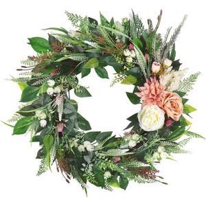 K se 27인치 봄 화환 모란 장식용 잎 화환 여름 녹색 겨울 벽방 창문