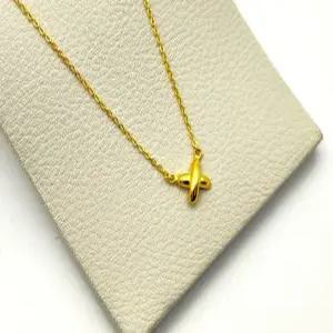 24K 순금 1돈 볼륨 엑스 목걸이(18K 연결고리 장식)