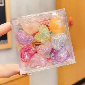 방울 장식 헤어 밴드 단발 스타일 고무줄 하트 모양 여성용 머리끈