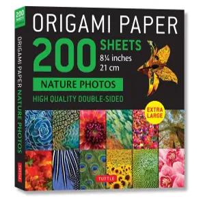 종이접기 종이 200장 자연 사진 8장 1/4인치(21cm) 양면 시트 12장 인쇄 (6개 프로젝트 지침 포함)