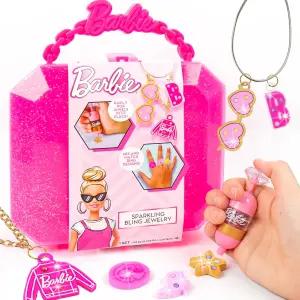 바비 스파클링 블링 주얼리 제작 키트 보관 케이스 반지 소녀용 참 팔찌 6세 예술 및 공예 장난감+