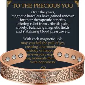 남성용 제카노리 마그네틱 구리 팔찌 99.99 순도 고체 12배 강도 자석 이상적인 선물