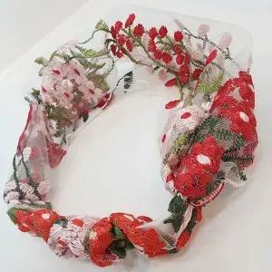 여자 자수꽃 플라워 밴딩 레이스 머리띠 밴딩 머리띠 세안 봄