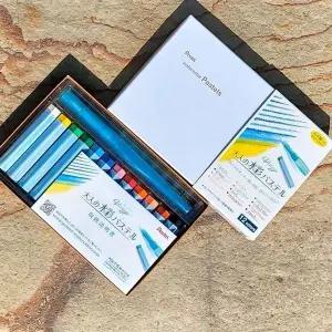 [오너클랜]수채 파스텔 12색 세트 워터브러쉬 포함 성인 색칠놀이 미술용품