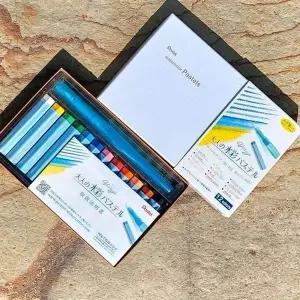 수채 파스텔 12색 세트 워터브러쉬 포함 성인 색칠놀이 미술용품