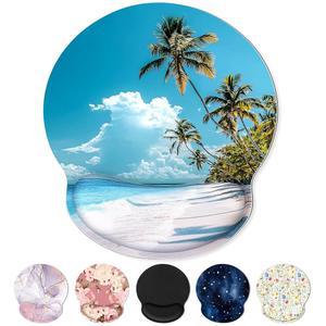 손목 받침대가 있는 KONVINIT 인체공학적 마우스 패드, 미끄럼 방지 고무 베이스와 매끄러운 표면이 작은 책상용 비치 사무용 책상 액세서리