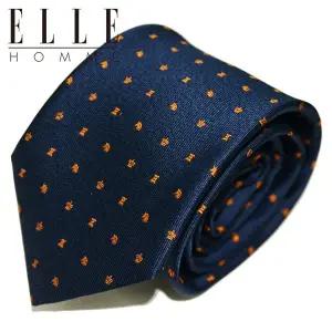 [엘르옴므][ELLE HOMME] 엘르옴므 실크넥타이 - 체크메이트 네이비오렌지 8cm