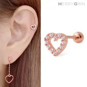 [메리그린] 14K 골드핀 큐빅하트 피어싱 한쪽판매