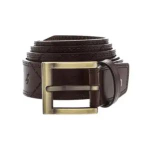 [헤지스](광주신세계)[HAZZYS ACC] 브라운 로고패턴 소가죽 벨트 HJBE2E013W3