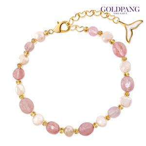 [골드팡] 크림쉘테일 담수진주 천연원석 비즈팔찌