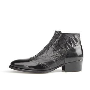 보닌 천연소가죽 링클 콤비 보아털 윙팁 부츠 CSE229BK