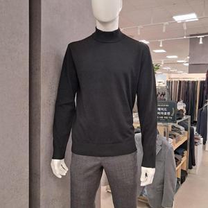 트레몰로 HC09 블랙 니트 티셔츠 (주)세정 남성 24년 가을겨울 워셔블 하프넥  BH4Z91