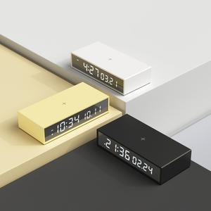 [무아스] 15W 슬림 엣지 미러 무선충전 알람시계 탁상시계