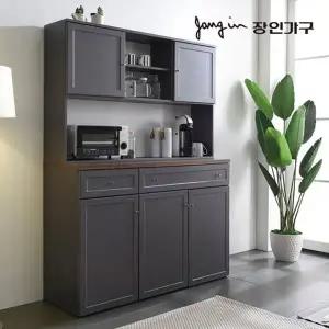 [장인가구]쉐프 그레이 1200 서랍 주방수납장 상부장세트