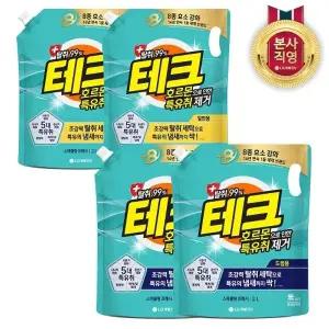 [엘지생활건강]테크 호르몬 특유취 제거 실내건조 액체세제 리필 2L x 4개(일반/드...