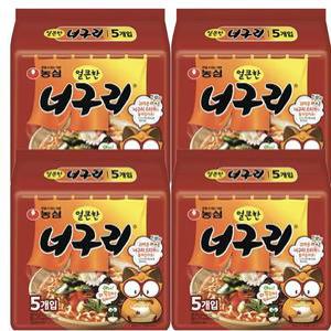 농심 얼큰한 너구리 (120gx5입x4개) 20봉/봉지 라면/얼큰한 라면/통통한 면발