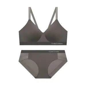 매장정품 코데즈컴바인 컴포트 쉘론 노와이어브라 팬티세트_딥챠콜