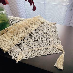 북유럽 레이스 플라워 뜨개 테이블보 콘솔 러너 테이블