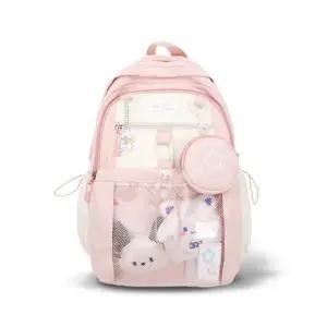 여학생 여름 현장견학용 투명포켓 파스텔백팩 스쿨룩 저학년 책가방 학원용 미니배낭