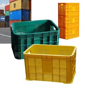 콘티 운반 상자 플라스틱 농산물 사각 과일 박스 6개/바구니/바스켓/이사짐/노란