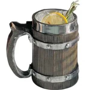 오크통맥주잔 카페 해적 600ml 나무통 머그컵 중세