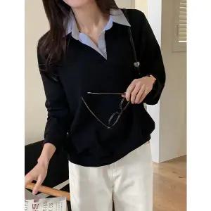 [공구우먼] 플렌디 일체형 셔츠 레이어드 티셔츠 85951 빅사이즈 여성의류