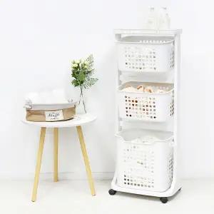 이지라이프 이동식 스윙 3단 빨래 바구니 햄퍼 빨래통 화이트