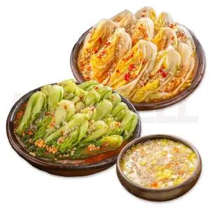 이인화 명인 청정 남해 오색 보리 김치 국내산 건강식 알배추 나박 얼갈이 배추 무 물김치 김치 3종 5kg