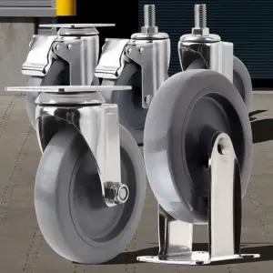 경량용 125mm스텐 이동식 바퀴캐스터 책상테이블 미니 우레탄 수레 소형 손수레 구르마 구루마 대차 카트