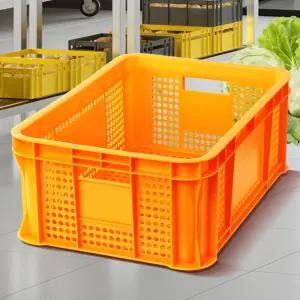 F플라스틱박스 2호 노랑 농산물운반 콘테나적재바구니 과일보관 대형수납 상자 적층 사과 계육 사각 컨테이