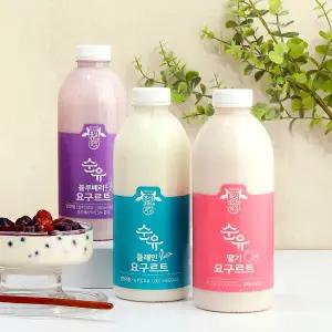 순유 요구르트 3종 세트 1000ml×3 (플레인+딸기+블루베리)