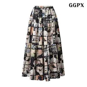 패턴 밴딩 롱 스커트 (GPAWH003D)