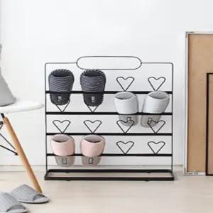 슬리퍼 실내화걸이 4단 하트 철제 거치대 욕실화 간이신발장 깔끔한 좁은현관