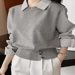 [베나프]헤리 스트라이프 셔츠 니트_BK1LK004