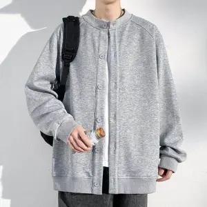 룽나루 남성 맨투맨 빈티지 헨리넥 카디건 봄 가을 솔리드 재킷 힛템