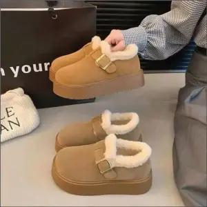털신발 여자 스웨이드 로퍼 플랫폼 통굽 로퍼 퍼안감 퍼로퍼 겨울신발 여성퍼슈즈