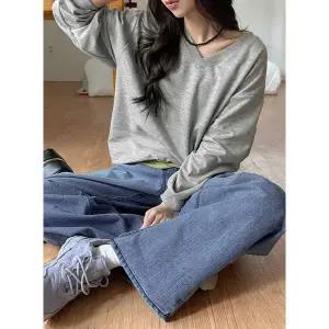 [공구우먼] 아워온 베이직 브이넥 맨투맨 86301 빅사이즈 여성의류