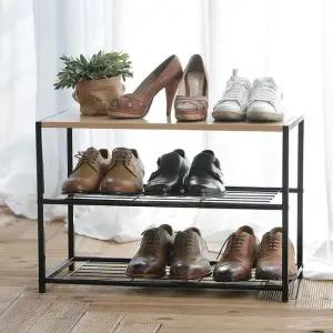 이지심플 3단 선반 (블랙) 신발장 수납 주방 조립식 거실 베란다 철제선반