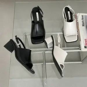 미니멀 오픈토 스트랩 여성 통굽힐 샌들 미들힐 데일리 슈즈 라인 6SS 통굽힐 스트랩힐