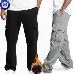 남성 가을겨울 봄 기모 트레이닝 멀티 포켓 허리 탄력밴드 루즈핏 스트레이트 레그 카고 캐주얼팬츠 밑단조임 조거팬츠 2WAY 4칼라1/