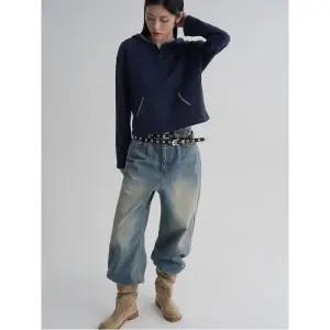 [에잇세컨즈] 헨리넥 후드 크랍 저지탑  네이비 (356241SMGR)