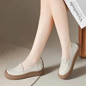 [니나스파리]소가죽 라운드 볼넓은 로퍼