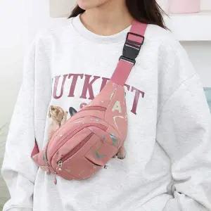 남여공용 NVI162Q2 커플 홀로그램 힙색 나들이 보조가방 미니백