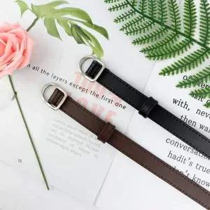 실버 D링 인조가죽 여성용 허리벨트 캐주얼 스타일