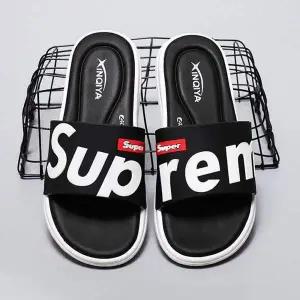 서핑 레터링 프린트 커플 슬리퍼 샌들