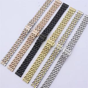 10mm 12mm 14mm 16mm 스테인레스 스틸 스트랩 시계 밴드 여성 브랜드에 모든 골드 팔찌 로즈 블랙 실버 적합