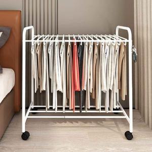 길이조절 바지 행거 옷장 1단 자취방 (24개 이동식 고리) 이동형 바지전용 흰색