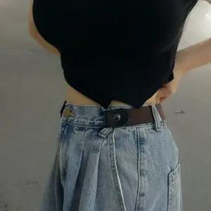 프리 사이즈 벨트 데일리 심플 밴딩 노버클 벨트 여성 캐주얼 허리띠 스트랩 청바지 똑딱이 스판 고무 바지